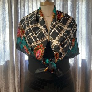 Diane Von Furstenberg Silk Paisley and Plaid Scarf